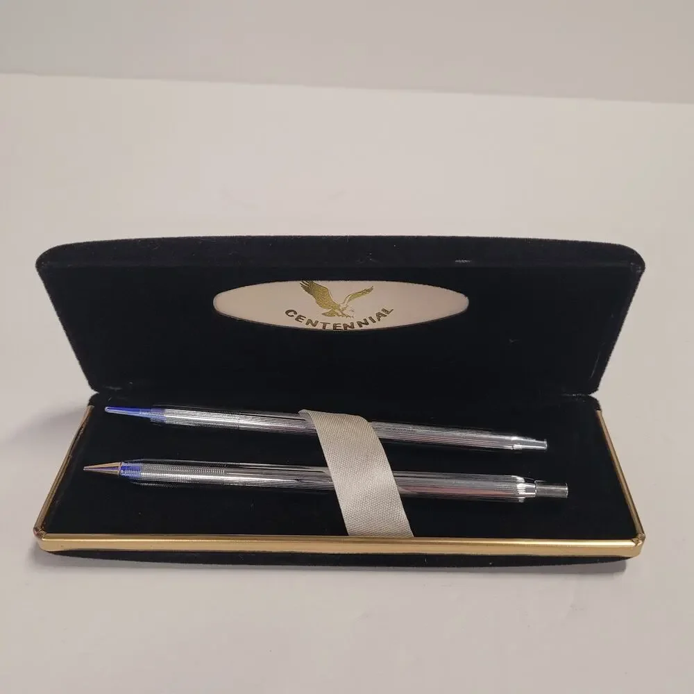 Vintage Centennial Mechanical Pencil / Pencil Set Silver Tone w/Box